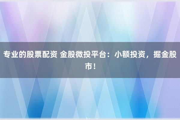 专业的股票配资 金股微投平台：小额投资，掘金股市！